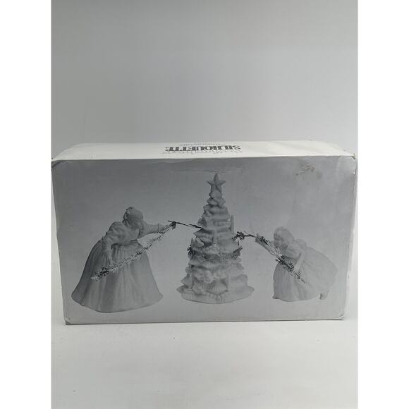 Dept 56 Winter Silhouette “PUTTING UP TREE” #77895 with Box Porcelain Used - Picture 6 of 7